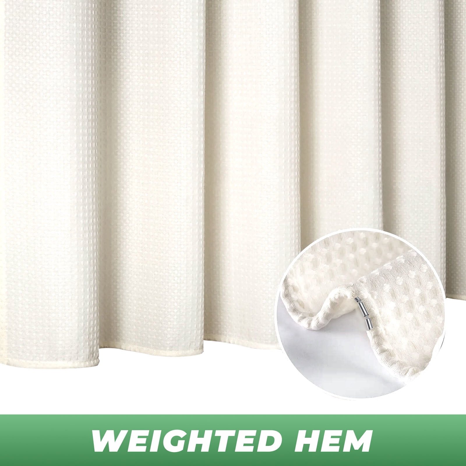 TURKIO Heavyweight Waffle Weave Fabric Shower Curtain,Water Repellent Hotel Grade Bathroom Curtain,Beige,72" x 78"