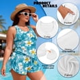 thumbnail image 6 of Xoenoiee Tropical Plumeria Flower Starfish Print Plus Size Swim Suits Two Piece Tankini Swimsuit Tummy Control Bathing Suit with Shorts 2026 Tankini Set with Pockets, 4XL, 6 of 7