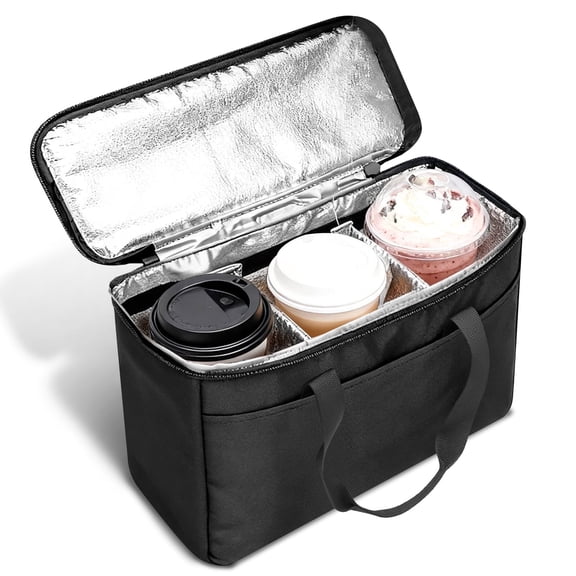 Drink Carrier with Handle for Delivery Reusable Insulated Coffee Cup Carrier Portable 3 Cup Holder with Handle Organizer Tote Bag for Hot & Cold Drinks