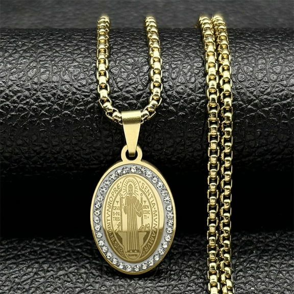 Virgin Maria Catholic 14K Yellow Gold Pendant Necklace for Women Men Golden Silver Color Our Lady Chain Jewelry