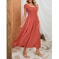 thumbnail image 6 of Yesfashion Wholesale Women's Casual Round Neck Short Sleeve Midi Dress Stretchy Waist Long Dress, 6 of 8