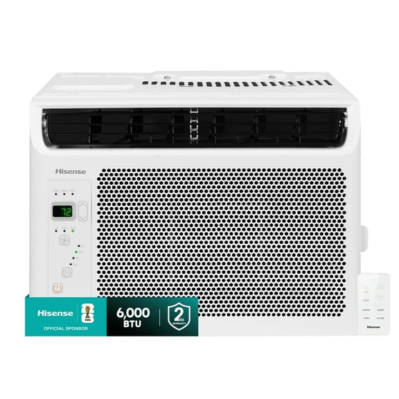 Hisense 6,000 BTU Window Air Conditioner 250 sq ft. Easy Clean, Easy to Install, 4-Way Air Direction, Remote Control, LED Display, Powerful Cooling with Ultra Quiet Comfort, White (WAW0625CR1W)
