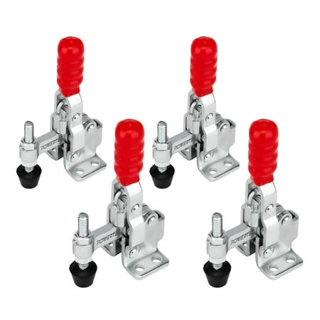 UPC: 0843441100904 | POWERTEC 20328 Quick Release Vertical Toggle Clamp 12050-200 lbs Holding Capacity w Rubber Pressure Tip  4PK