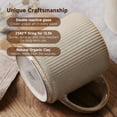 thumbnail image 3 of ALOFMO 16oz Ribbed Stoneware Coffee Mugs Set of 4 - Warm Beige Reactive Glaze Tea Cups with Handles, Rustic Farmhouse Style for Home & Office, Microwave Safe, 3 of 9