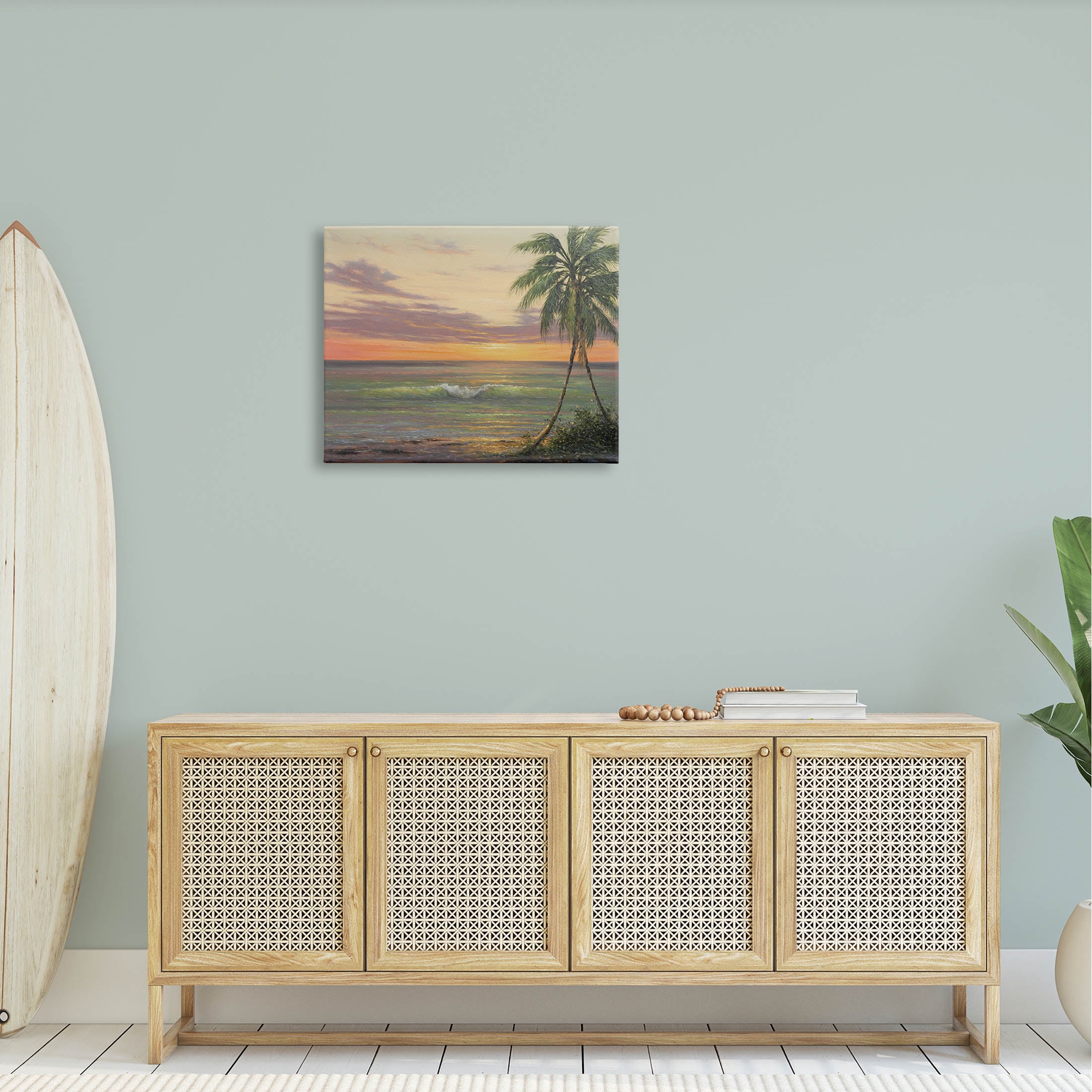 Tropical Ocean Waves Beach Coastal Painting Gallery Wrapped Canvas Print Wall Art