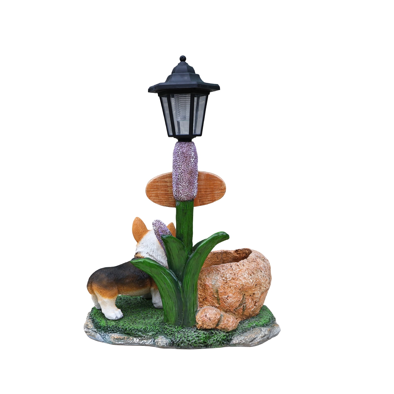 Corgi Dog Planter Garden Decor, Outdoor Statue with Built-In Planter, Weather-Resistant Resin for Yard, Patio, Lawn, Small Space, Brown