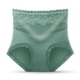 thumbnail image 3 of Ashirexll Womens Underwear Solid Color Lace Flower Breathable High Waist High Elasticity Plus Size The Abdomen Lift Buttocks Panties for Women Green XL, 3 of 3