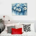 thumbnail image 5 of Bathroom Wall Art Abstract Flowers - White Floral Painting Artwork on Canvas with Gold Pictures for Blue Gray Bedroom Decor,20 x inch, 5 of 6