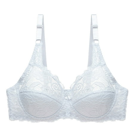 

Lace Bralettes For Women Lingerie Underwear Female Lace Bra Female Tops Having Steel Rings Bra C Cup Bra White 36C