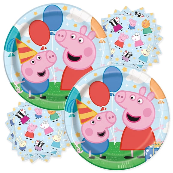 Peppa Pig Dinner Plates and Napkins Set for 16 Guests