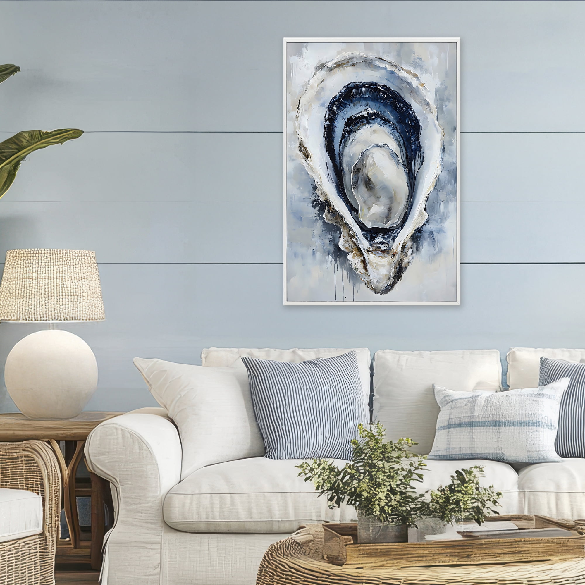 Stupell Industries Blue Oyster Shell Interior White Framed Giclee Art, design by Creative Studio