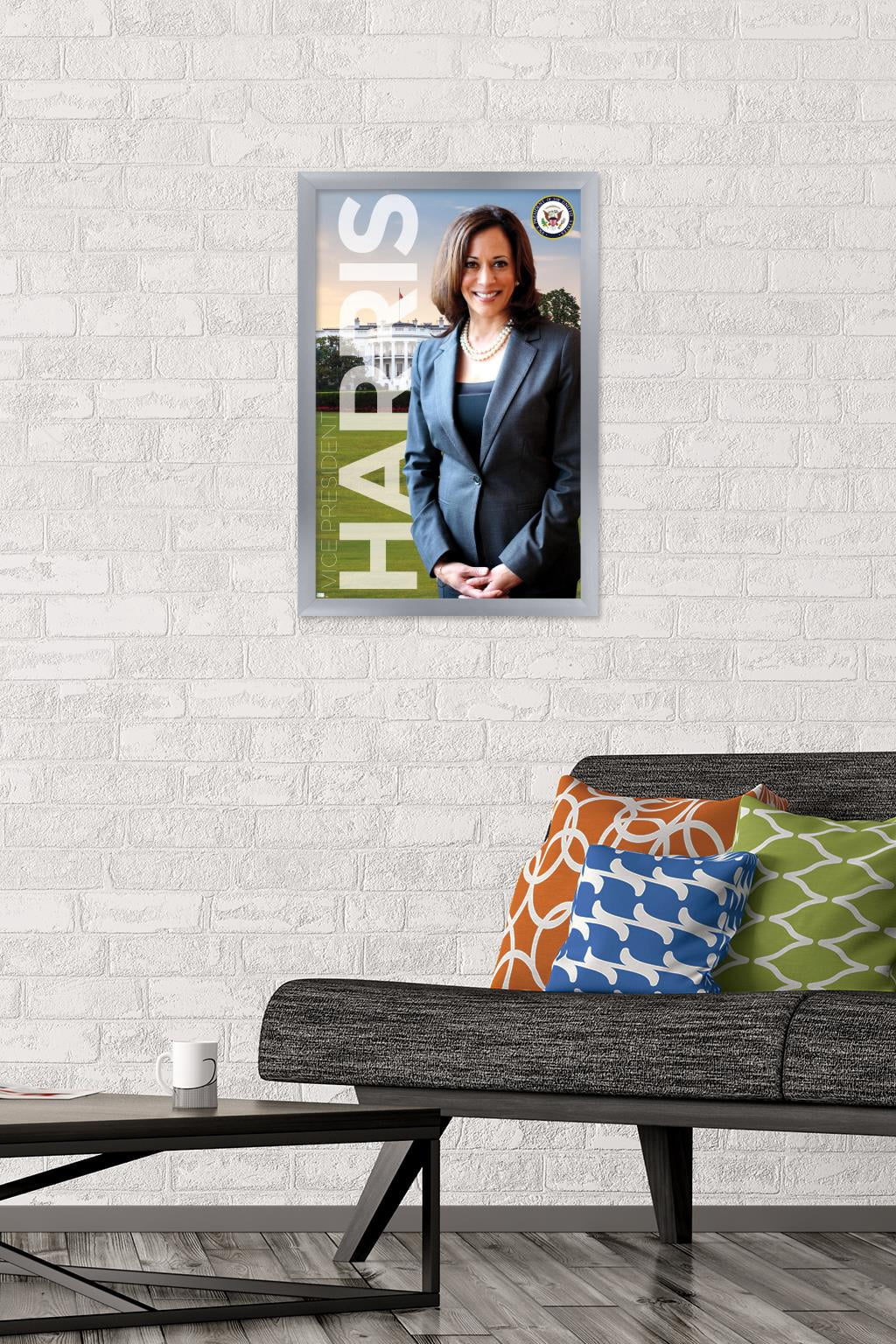Trends International Kamala Harris - Vice President Wall Poster 16.5" x 24.25" x .75" Silver Framed Version