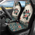 thumbnail image 2 of Binienty Dog Paw Car Seat Covers Front And Rear Boho Floral Car Seat Covers Full Set with Steering Wheel Cover Armrest Cushion Pad Headrest Covers Seatbelt Pads Auto Interior Accessories Set, 2 of 7