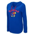 thumbnail image 2 of Women's Colosseum Royal Kansas Jayhawks My Lover Lightweight Hooded Long Sleeve T-Shirt, 2 of 3