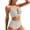 Beige, variant on Summer Women's 2 Piece Bikini Swimsuit Set Solid Color Open Back Printed Wave Style Stretch Suits for Beach Pool Leisure Wear