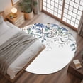 thumbnail image 3 of 4ft Round Rug, Blue Eucalyptus Non-Skid Rubber Backing Large Area Rugs - Living Room Bedroom Home Office, Farmhouse Flowers Leaf White Watercolor Indoor Floor Mat Carpets Washable Rug, 3 of 9