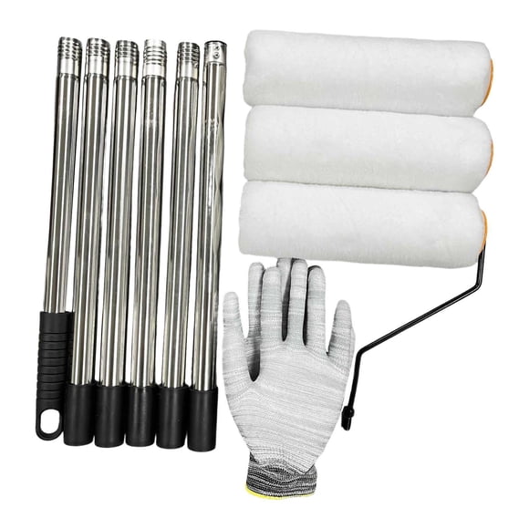 Kit de rodillo de pintura, extensión de acero inoxidable con mango, herramienta doméstica, herramienta para pintar paredes y aplicar pintura de 6 segmentos