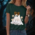 thumbnail image 2 of TOWED22 Halloween Cute Ghost Wear Bow T-Shirts for Women Graphic Short Sleeve Tees Cotton Crew Neck T Shirt Casual Tops(Dark Green,L), 2 of 8