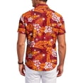 thumbnail image 4 of QHRMKOG Mens Hawaiian Shirt Loose Fit Print Short Sleeve Beach Shirt Breathable Tropical Holiday Button Down Hawaiian Shirts Summer Casual Tops Red 2XL, 4 of 6