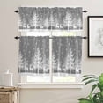 thumbnail image 2 of Winter White Elk Kitchen Curtains and Valances Set, Christmas Tree Snowflake Gray Background Rod Pocket Window Valance Window Curtain Panels for Living Room Bedroom Laundry, 27.5x24in, 3 Pieces, 2 of 7