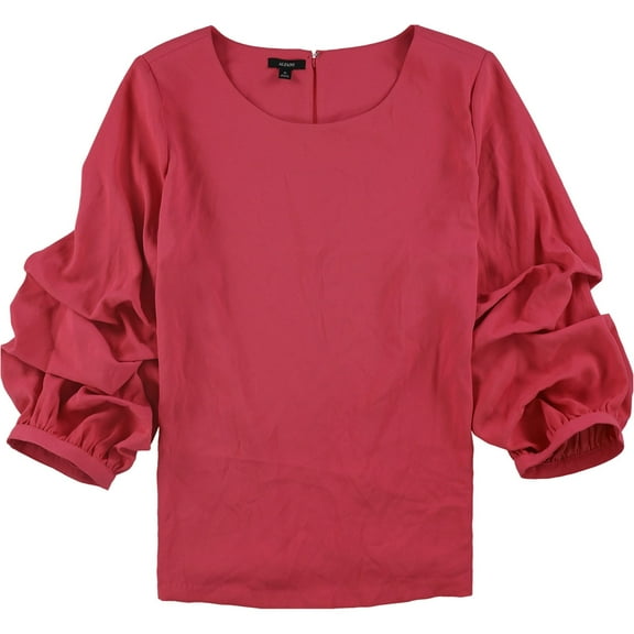 Alfani Womens Billow-Sleeve Zip-up Blouse, Pink, Plus Size, 1X