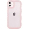 TIAN LI Case for iPhone 12, Cute Kawaii Curly Wave Frame Shape Soft Silicone Shockproof Protective Phone Cover for Women Girls, Clear/Pink