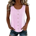 thumbnail image 7 of Stripe Tank Top for Women Crew Neck Sleeveless Loose Fit Button up Casual Tee Shirts Summer Fashion Tunic Tops Blouse Pink, 7 of 7