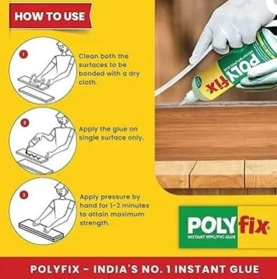 POLYFIX WPC/PVC Glue, Gels, Strong Bond, Quick Setting, Clear, 125g