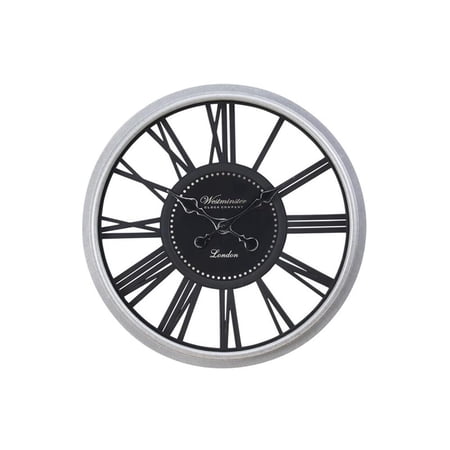 Pemberly Row 20 Round Skeleton Wall Clock in Black and Silver