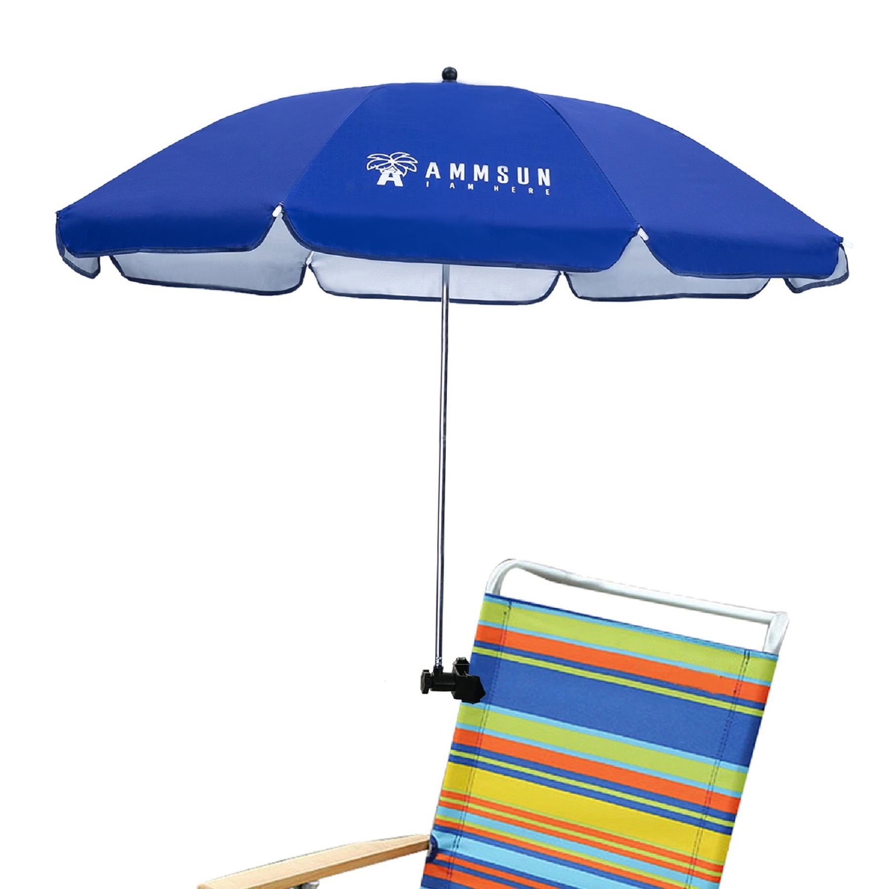 Chair Umbrella with Adjustable Clamp,UPF 50+,Shade Umbrella,Clip on Parasols for Patio,Beach,Strollers,Wheelchairs,Golf Carts 