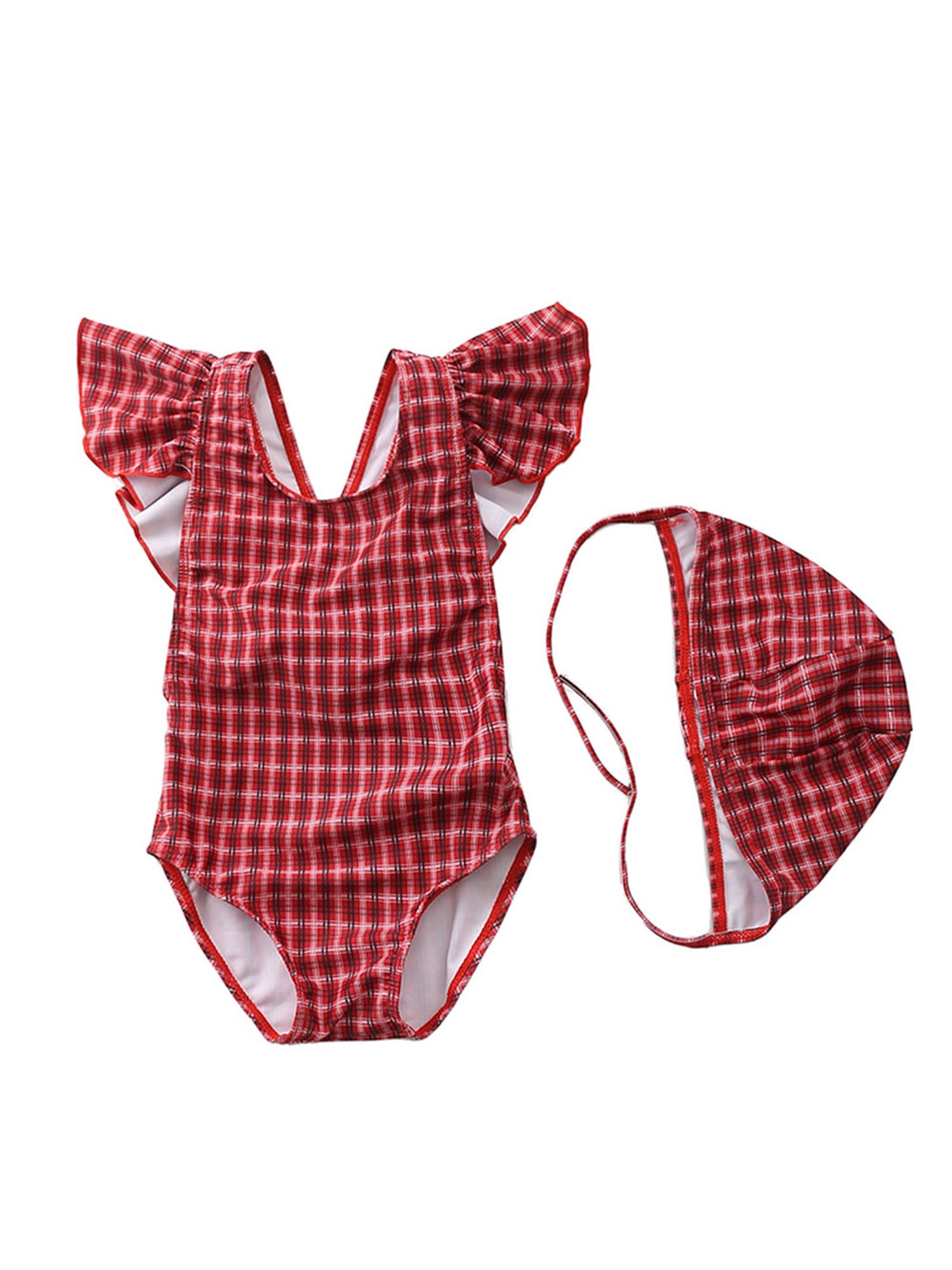 Infant Baby Girls Swimsuits Red Stripe Romper Bathing Suit One Piece Swimwear Bikini Outfits 