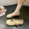 thumbnail image 4 of Lovskoo Women's Ballet Flat Shoes Dress Leather Shoes Slip On British Retro Evening 2024 Spring And Fall Korean Version Flat Bottom Personality Shoes Beige, 4 of 7