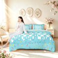 thumbnail image 5 of Manfei Modern Plaid 7-Piece Twin Bedding,Glossy Drip Bedding Comforter Set,Teal Blue,Colorful Stars Reversible, 5 of 7