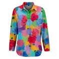 thumbnail image 5 of QASIEATN Tops for Women Graphic Tees Casual Button Down V Neck Long Sleeve Shirts Ladies Summer Tops, 5 of 7