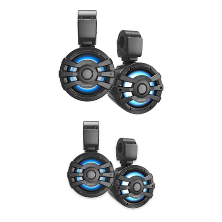 Kenwood 7.7" Black Wake Tower LED Marine Speakers 2-Pair