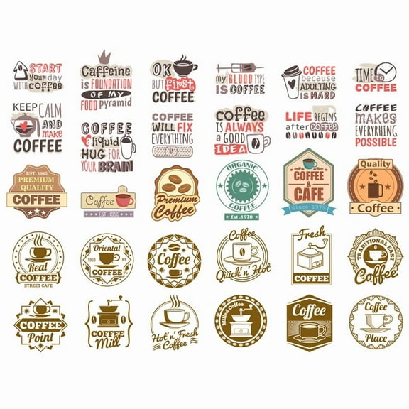 Coffee Text Logo Precut Anti-UV Waterproof Decoration Notebook Planner Stickers Scrapbooking Diary Sticky Paper Flakes