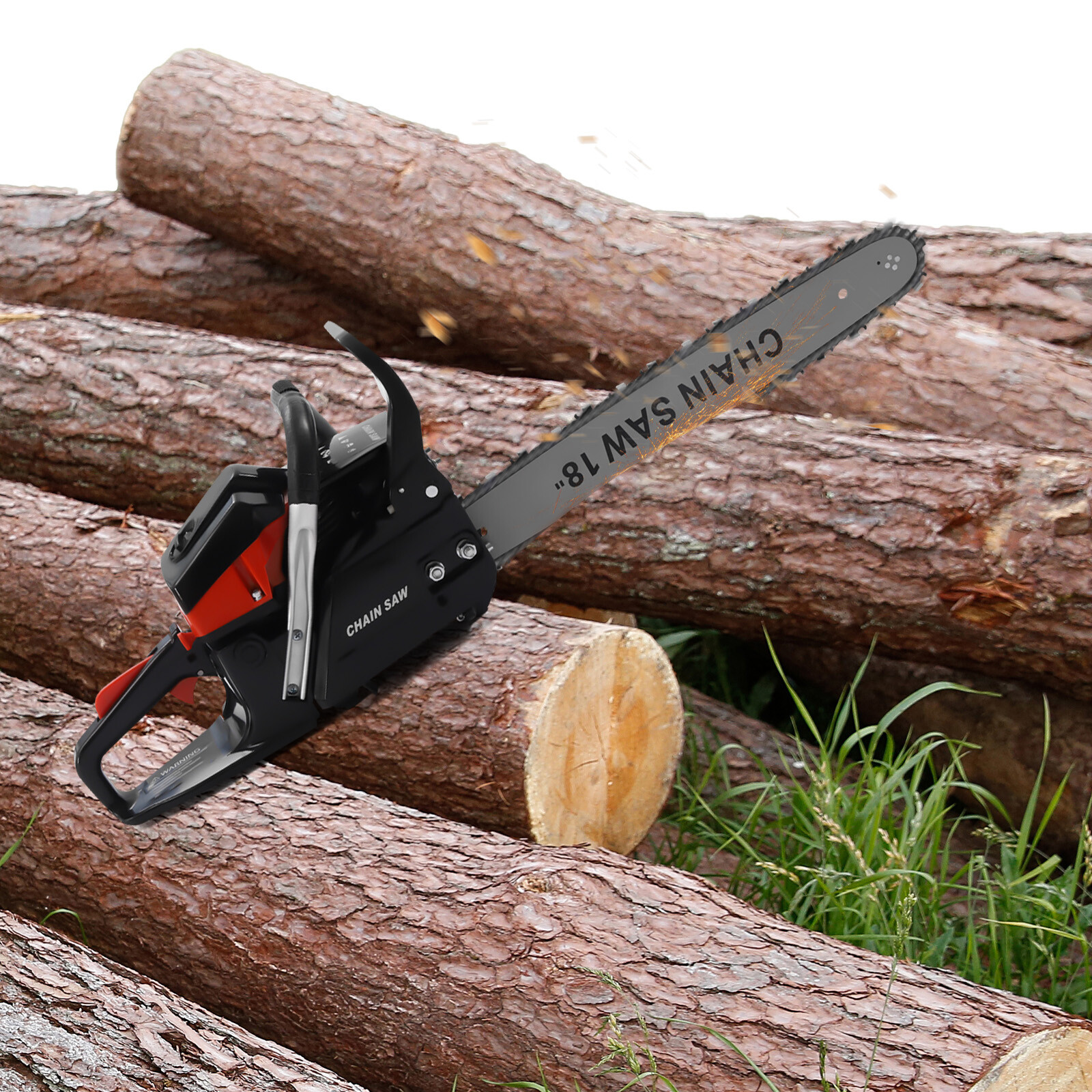 18 Inch Gas Chainsaw, 58cc Gasoline Chainsaw Gasoline Powered Chain Saw Engine Cycle Gasoline Chain Saw Power Head Red