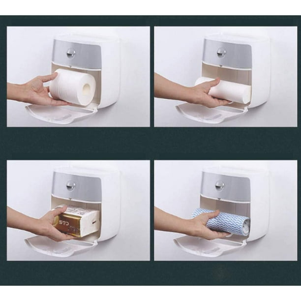 Porte-rouleau de papier toilette adhésif avec tiroir de rangement