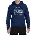 thumbnail image 2 of Wild Bobby, I'm Only Talking to Jesus Today Inspirational/Christian Unisex Graphic Hoodie Sweatshirt, Navy, XX-Large, 2 of 6