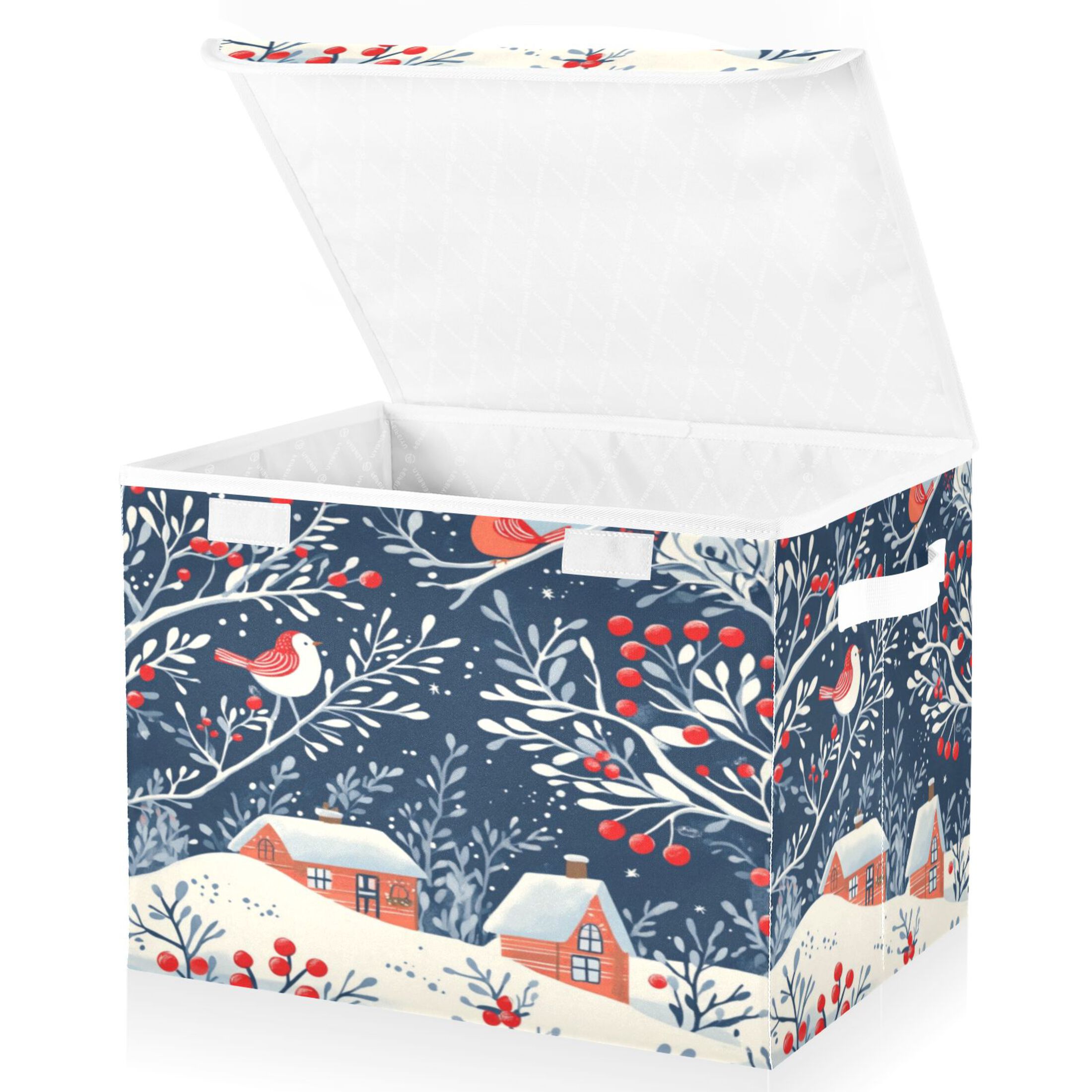 Storage Box With Lid 16.5x12.6x11.8In Foldable Stacked Household Storage Box Christmas House Pictures