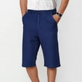 thumbnail image 2 of dzxyzu Mens Below Jeans Knee Length 3/4 Capri Pants Casual Cargo Denim Shorts with Pockets - Dark Blue, 2 of 9