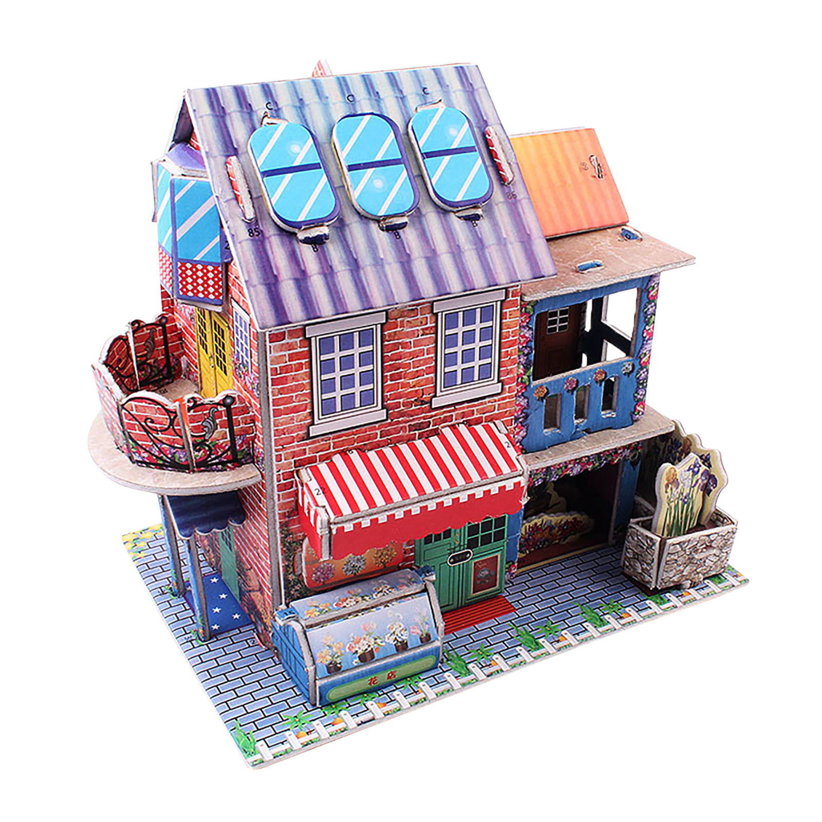 Toyfunny 3D Duzzle House Cardboard Color House 3D Puzzle DIY 
