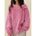 thumbnail image 4 of Women'S Oversized Sweaters Long Sleeve Crew Neck Fuzzy Knit Casual Chunky Pullover Sweater Fall Pink L, 4 of 7