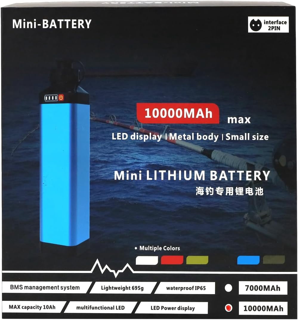 14.8V Super Mini Electric Fishing Reel 10000mah Battery IP68 Waterproof Aerospace Aluminum Body Compatible for Da*iwa and Portable Design