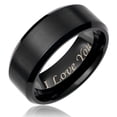 thumbnail image 3 of Mens Wedding Band in Titanium 8MM Ring Black Plated - Engraved I Love You, 3 of 3