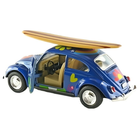 Kinsmart 1967 Volkswagen Beetle Decal w/Surfboard Diecast Model 1:32 VW BLUE
