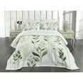 thumbnail image 4 of Ambesonne Green Quilted Bedspread Set 3 Pcs, Modern Nature Leaves Bohemian, King Size, Off White Multicolor, 4 of 4