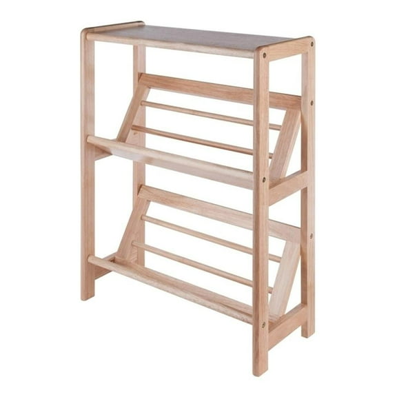 Kingfisher Lane 2-Tier Transitional Solid Wood Tilted Bookshelf in Natural