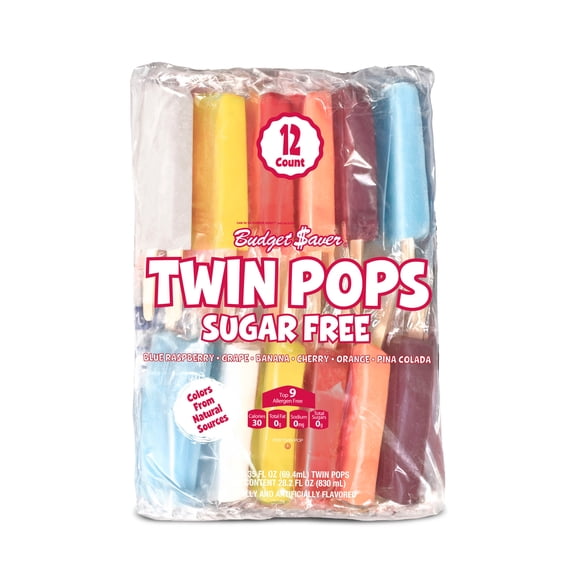 Budget Saver Twin Pops Sugar Free Assorted, 12 Count