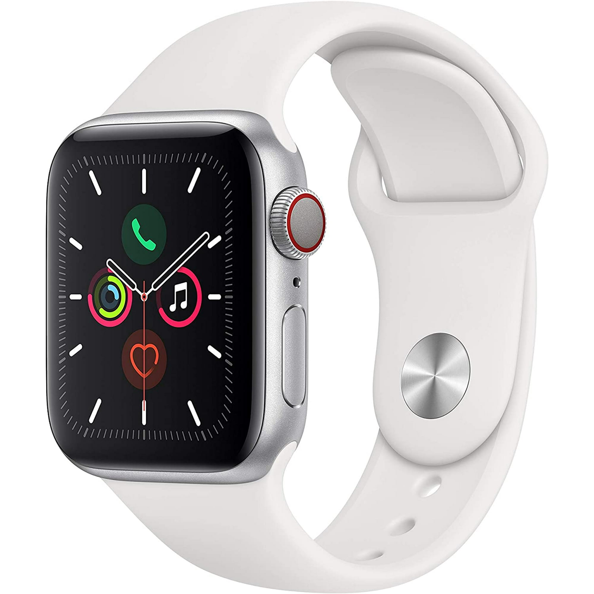 Apple Watch Series 5 (GPS + Cellular, 40mm) - Silver Aluminum Case with  White Sport Band